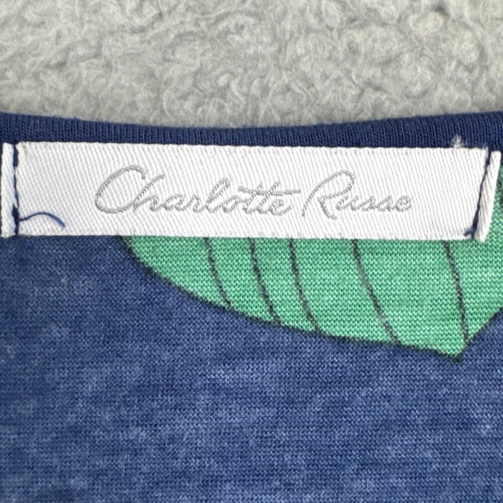 Charlotte Russe Y2K Floral Empire Waist Tunic Top Tie Back Stretch Size M Boho - Picture 7 of 8